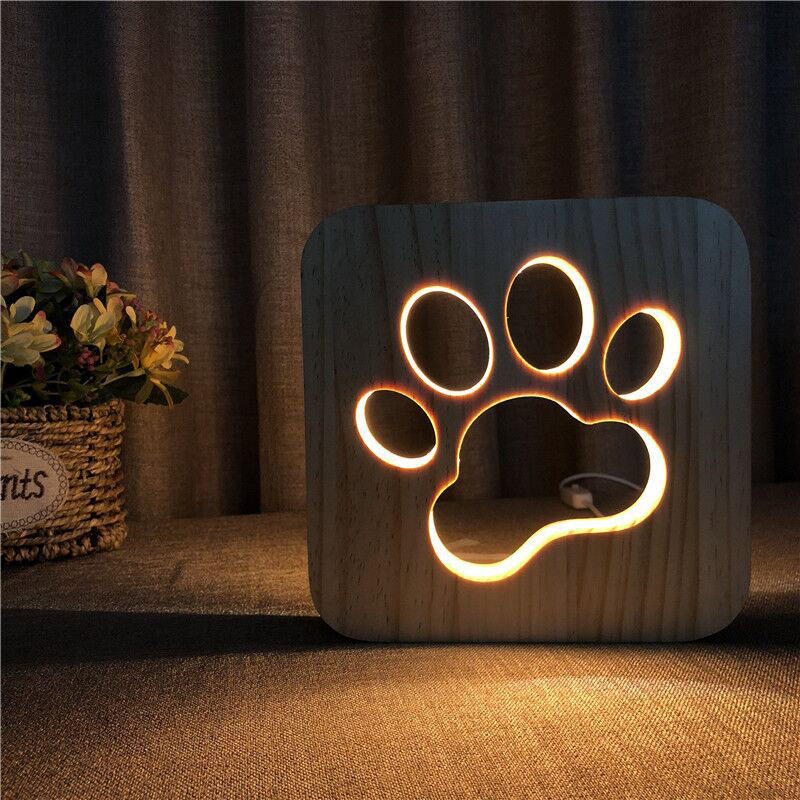 MDNL0020-Cat Claw Wood Carving Hollow Out Small Night Light