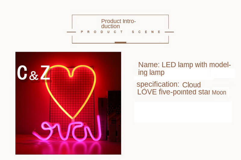 led creative star moon love usb neon 6