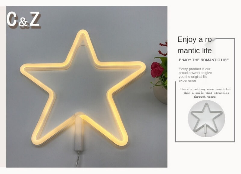 led creative star moon love usb neon 7