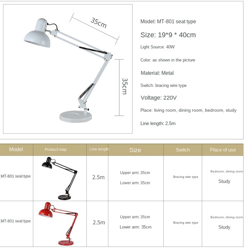 led long arm usb port charging desk lamp 6