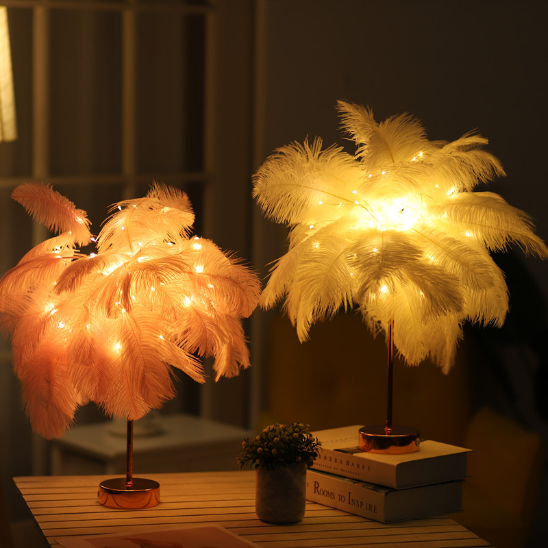 MDTL0010-Led Remote Control Usb Feather Desk Lamp