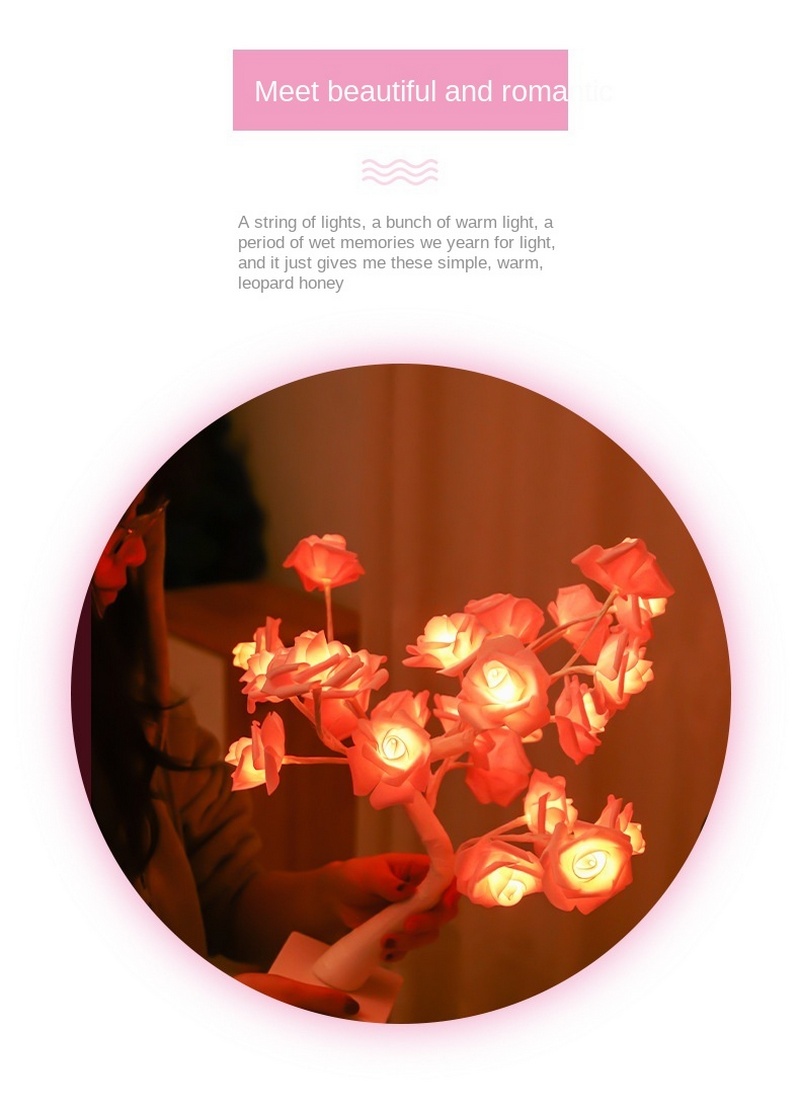 led rose decorated tree lamp 6