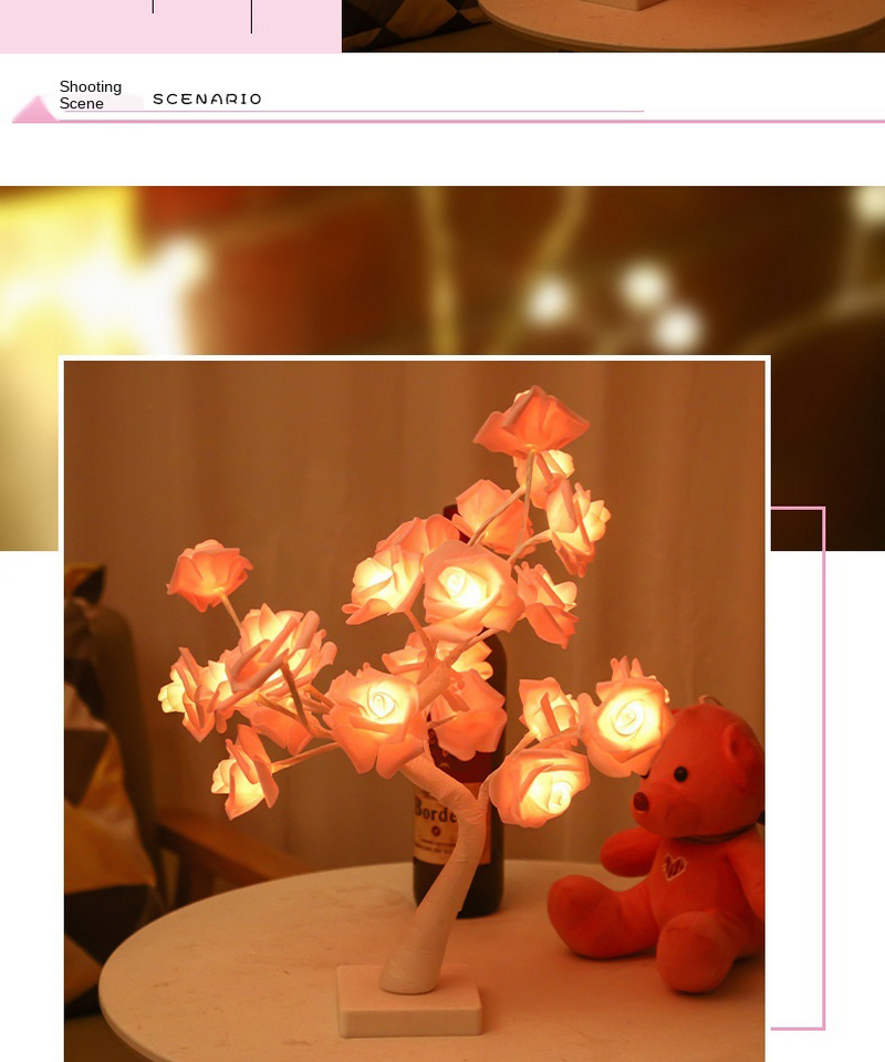 led rose decorated tree lamp 8