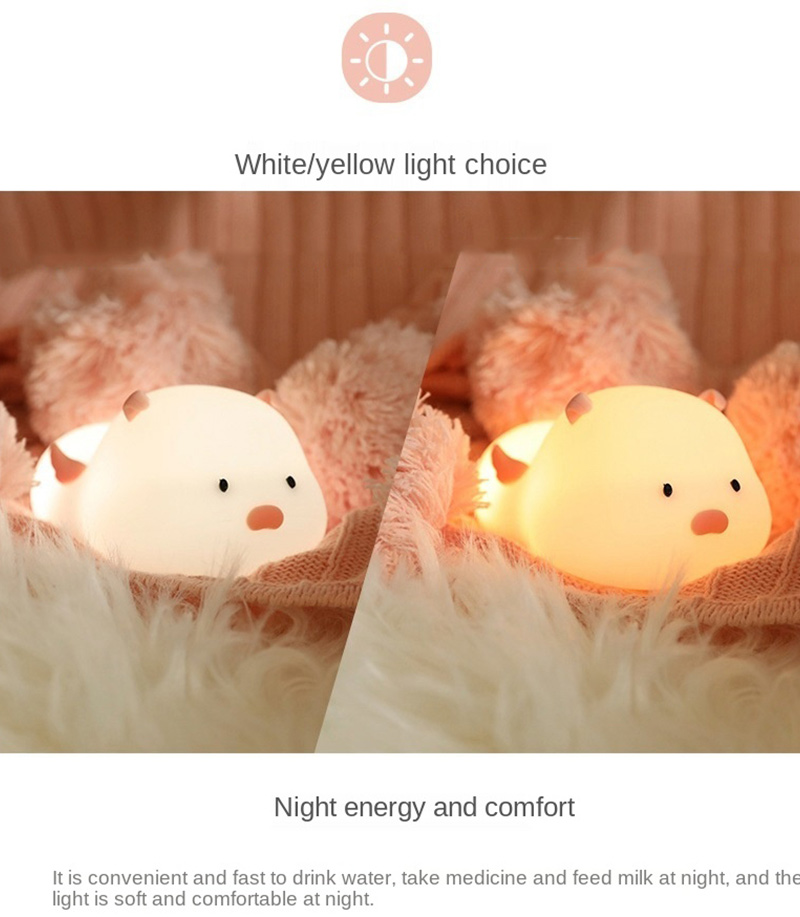 led silica gel pig night light 