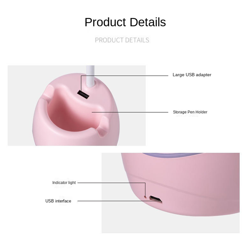 Product details LED touch multi-function bracket pen holder desk lamp. Use time of small desk lamp is long, also need to maintain it. Once, when I turned on the switch, the light did not light, the original tube was broken. I suddenly felt that I had lost my good friend, and my heart was empty. Dad ran around, ran through several building materials city, to buy a new lamp, it seems that it is unique. I turn on the switch; my good friend is back! The light from the lamp is more soft and bright, the lamp began to accompany me again! Product features 1. No flash, no glare, strong heat dissipation, long life, energy-saving, electricity-saving, environmental protection, eye protection 2. Low power consumption, high efficiency, can be lit for a long time, rich color, easy installation, low maintenance rate, not fragile, high brightness, flexible, high flexibility, high-temperature resistance, good waterproof, green environmental protection, low pressure, high safety, lightweight, small size, no solder joints 3. Touch switch, convenient and quick, no need to touch lightly to light 4. Pen holder design, to solve the concern that you have no place to put the pen, no longer worry about your pen will be lost Product Parameters Brand Name: SerRickDon Certification: CCC Certification: FCC Is Bulbs Included: Yes Switch Type: Knob switch Material: PP/Plastic Style: Contemporary Item Type: Desk Lamps Certification: VDE Certification: FCC Certification: CQC Voltage: 36V Is Dimmable: Yes size: 91*91 *420mm Origin: CN(Origin) Certification: EMC Certification: UL Model Number: ZH166 Shade Type: Shadeless Body Material: ABS Light Source: Energy Saving Is Smart Device: No Certification: UL Certification: EAC Certification: CCC Power Source: Rechargeable Battery power: 0.9W Application and After-Sales Service Used in bedrooms, living rooms, opening ceremony, employee welfare, award ceremony, anniversary celebration, advertising and promotion, festivals, exhibitions, housewarming pr planning, birthday, business gifts, home places, leisure and entertainment places, exhibition halls, hotel lobbies, hotel rooms. One-year warranty9