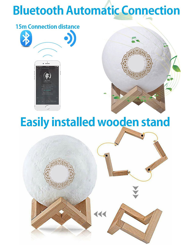 moon wireless bluetooth speaker night light8